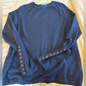 J. McLaughlin Jamey Button Cuff Sweater Navy Blue Size XL